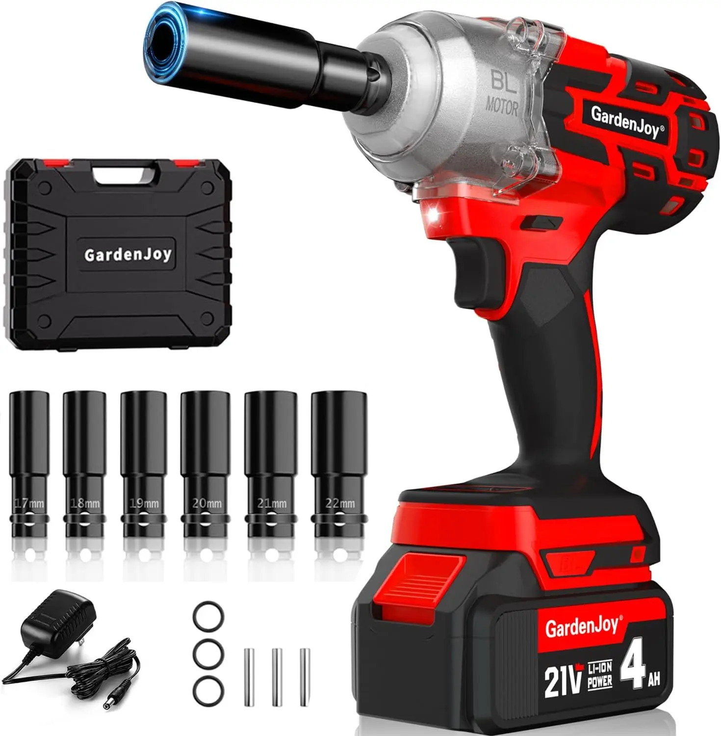 

Cordless 1/2 Impact Wrench Brushless, 21v Power Impact Gun with 3 Variable Speeds, Max Torque 450Ft-lbs (600N.m), 4.0Ah Battery