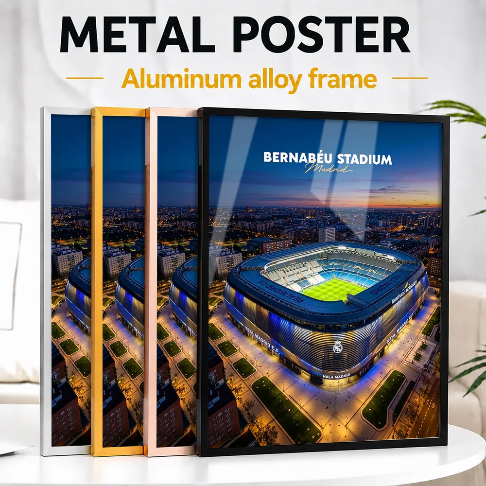 Bernabéu Stadium Framed Metal Poster Personalized Photo Energetic Match Style Wall Art For Game Room Thoughtful Supporter Gift