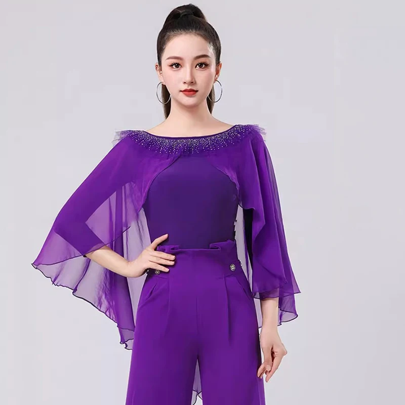 2024 New Modern Dance Clothes High-end Women's Latin Tops Salsa Rumba Ballroom Dance Wear Leotard Long Sleeve Waltz Bodysuit