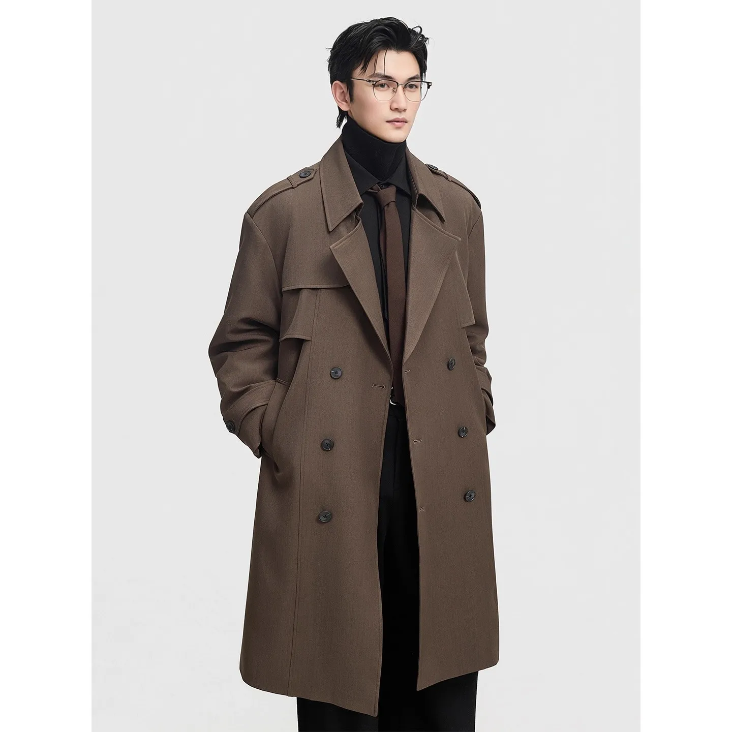 

Korean-Style Men's Coat, Mid-Length, Loose, Trendy, Stylish, Over-The-Knee, New Casual Coat For Men In Spring And Autumn
