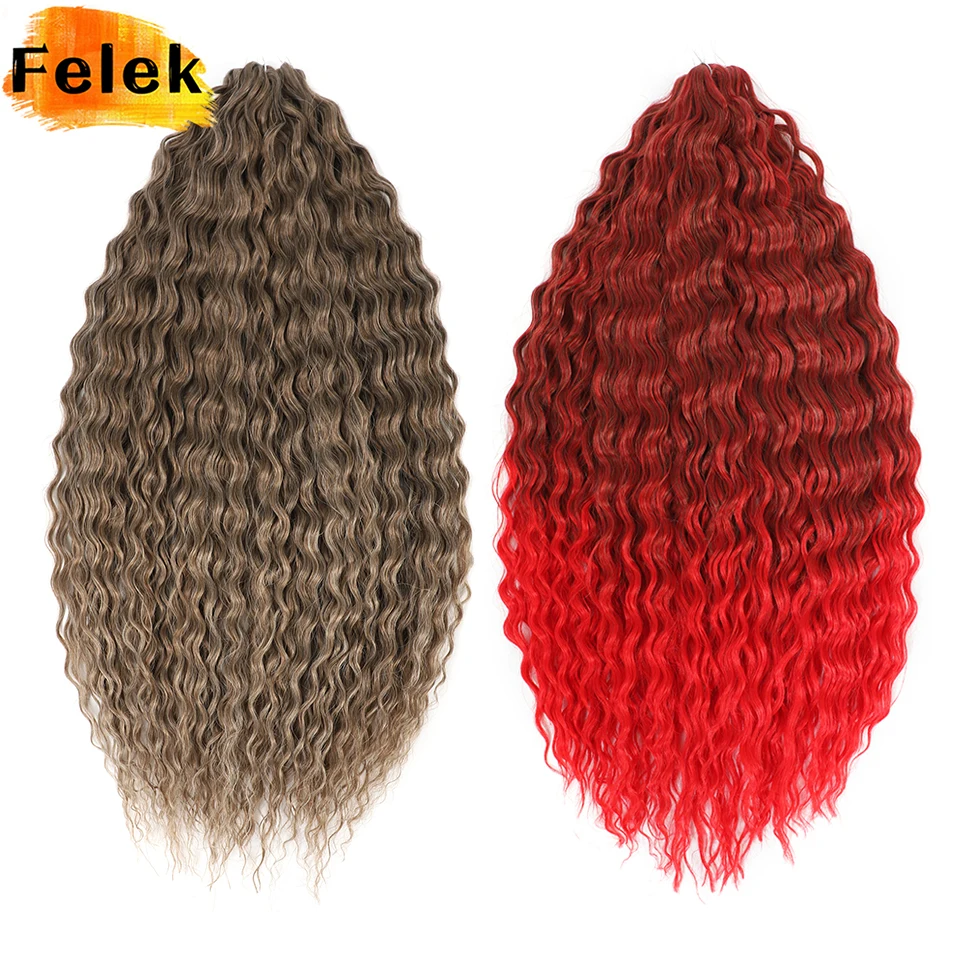 

5Pcs Red Brown Ariel Curl Braiding Hair Extension 22 30" Water Wave Twist Crochet Hair Synthetic Crochet Braids Pink Afro Curls