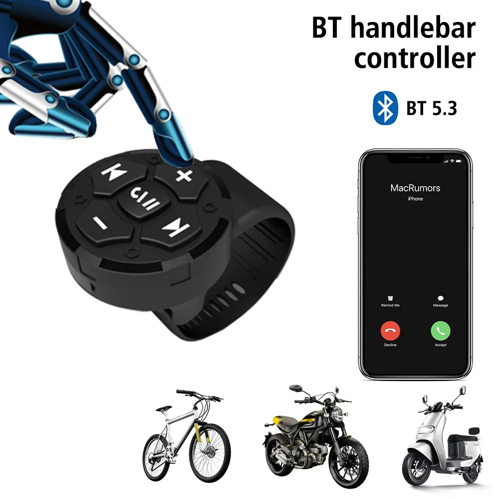 Steering Wheel Remote Control Remote Button Helmet Earphone Wireless Bluetooth 5.3 Handlebar Media Controller Motorcycle/Bike