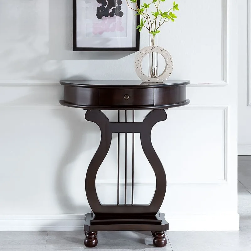 Solid wood small entrance Entry entrance cabinet Semi-round  entrance table Living room wall table