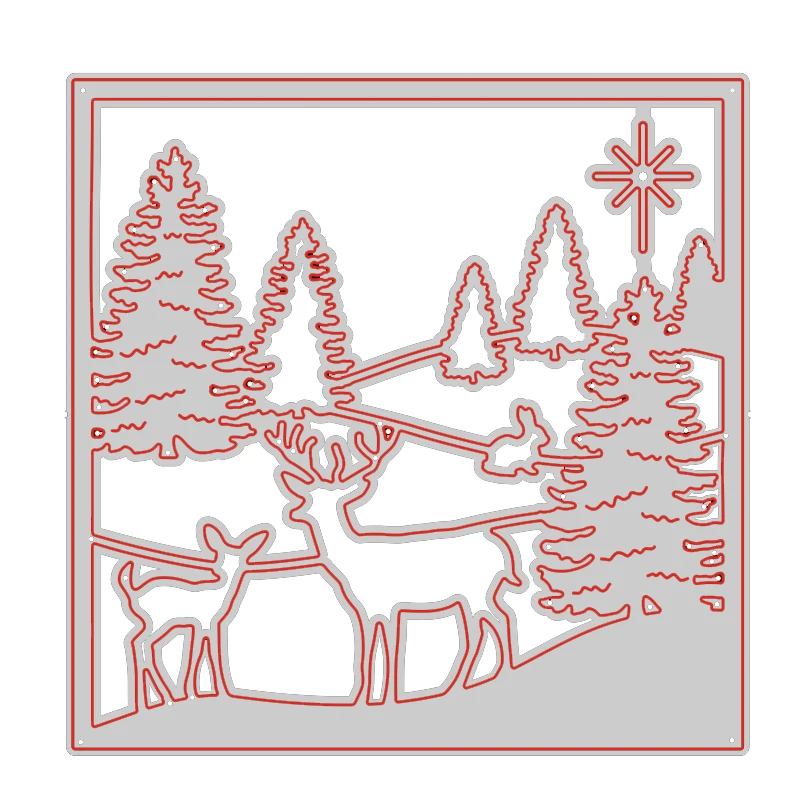 Christmas Scenery Elk Silent Night 2022 New Metal Cutting Dies For Scrapbooking Paper Making Account Craft Set Card No Stamps