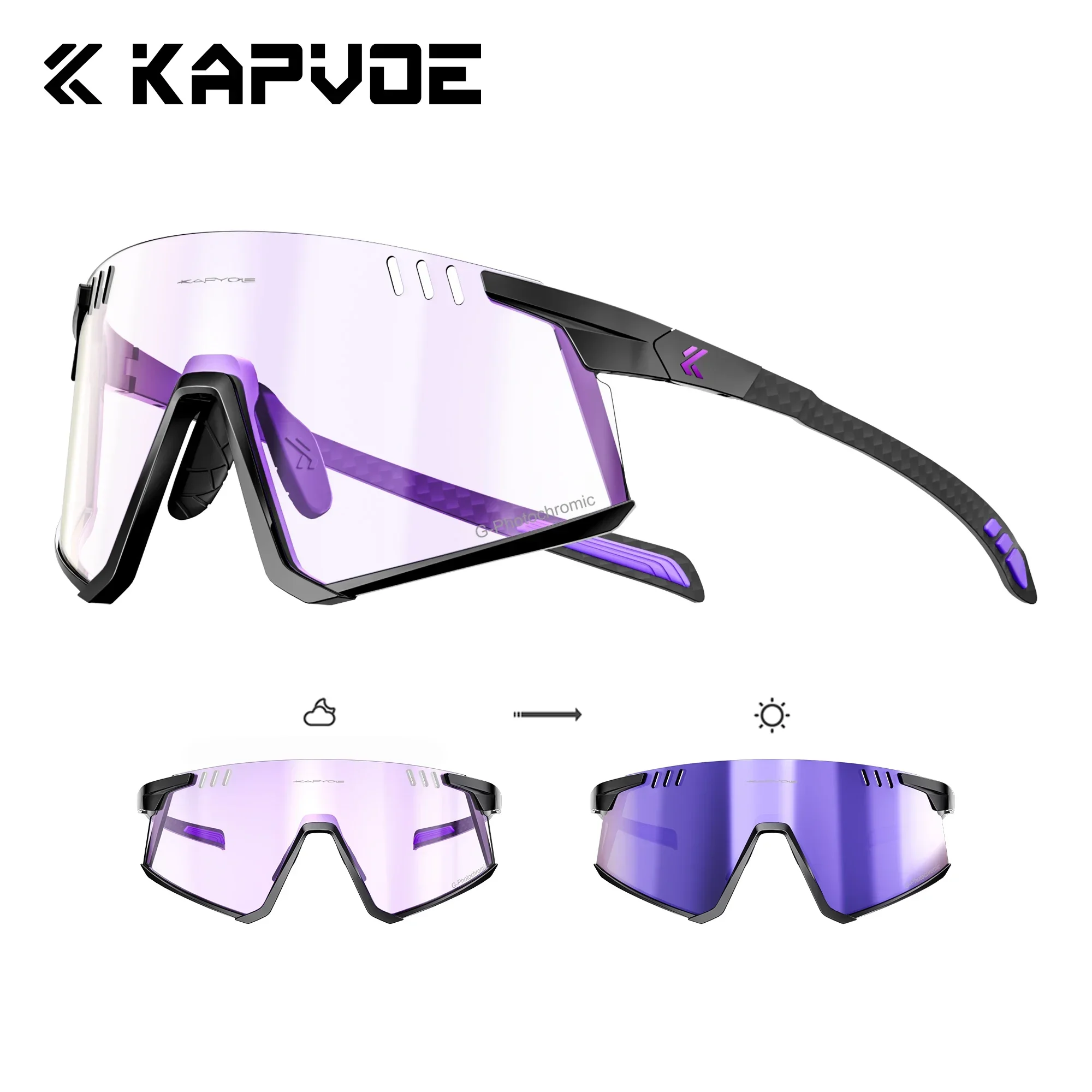 

Kapvoe Ultralight Photochromic Glasses Real Carbon Fiber Sunglasses for Men Sun Running Glasses Driving Golf Sports UV400 Women