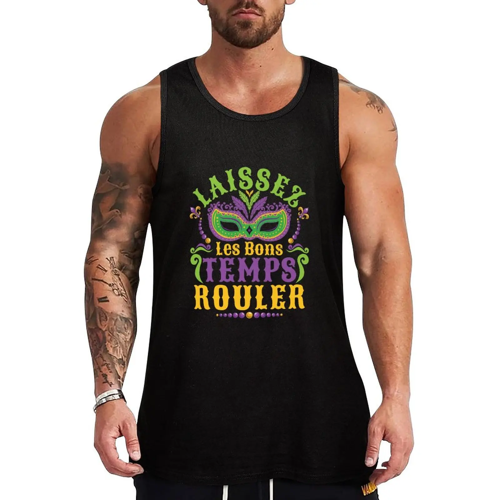 Laissez-camisetas deportivas para hombre, camisetas sin mangas, camisetas de Let The Good Times Roll, Les Bons Temps Rouler Mardi Gras