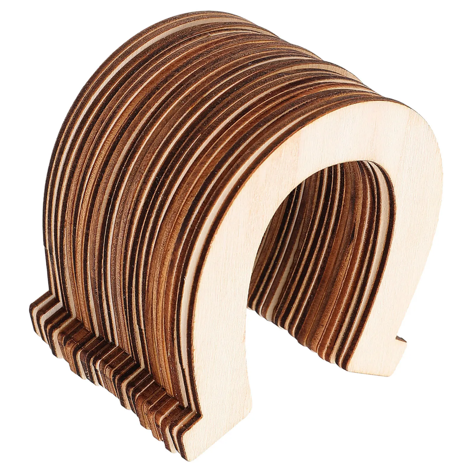 

48Pcs Unfinished Horseshoe Shape Wooden Cutouts DIY Painting Wood Slices Light Weight Both Sides for Kids Creativity