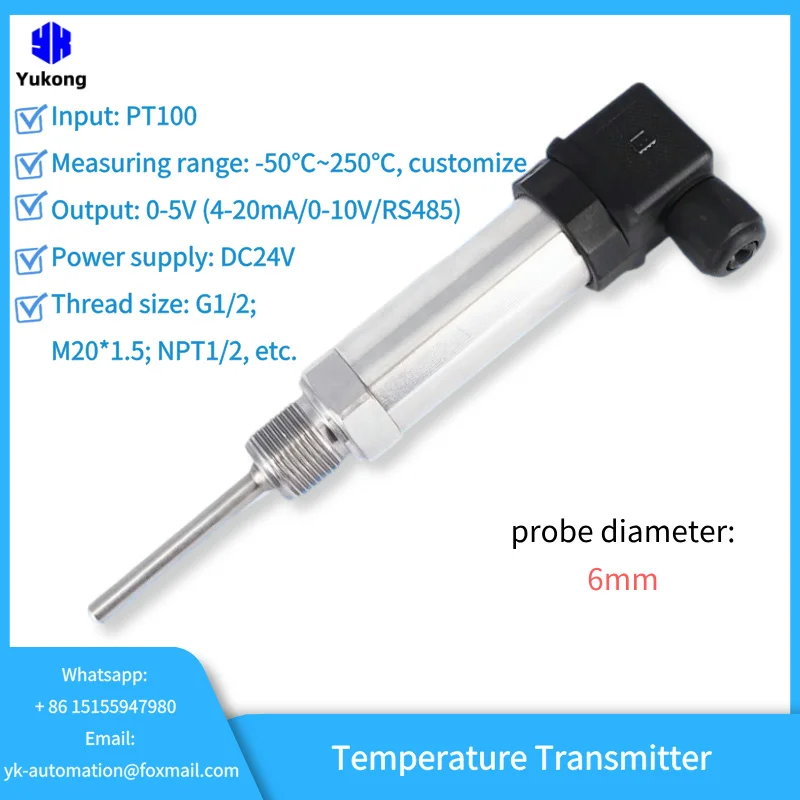 PT100 Thermistor Temperature Transducer 0-5V Output Hirschmann Temperature Transmitter 24V DC Intelligent RTD Temperature Sensor