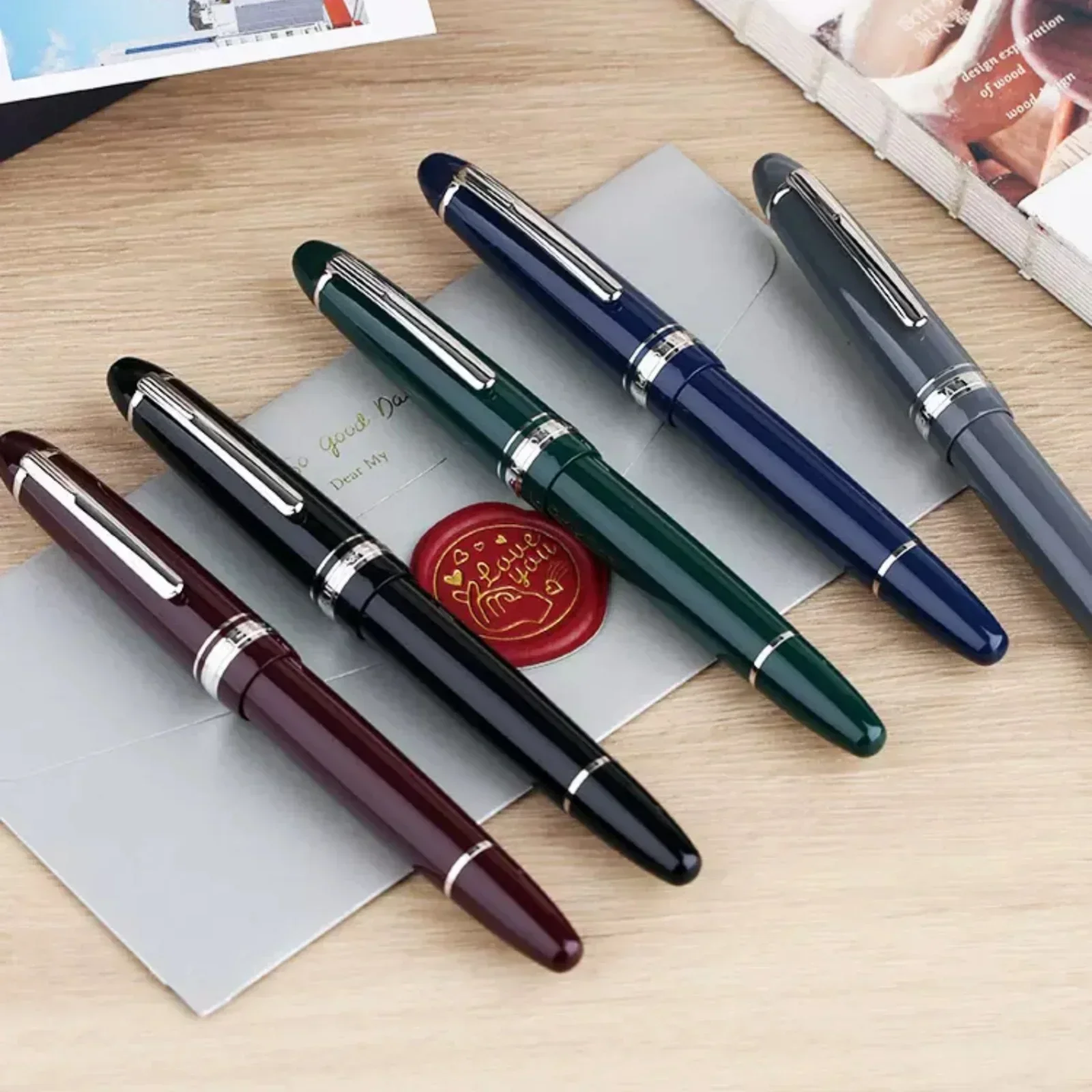 MAJOHN Final Craftsman P136 Resin Pen Metal Copper Piston Ink Absorbing Visual Ink Window Gift Pen Writing Practice Ink Pens