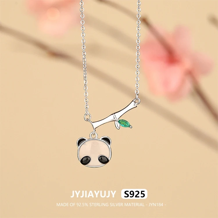 

JYJIAYUJY 100% цельное оригинальное ожерелье из стерлингового серебра S925, 45 см, цепочка на складе, панда, бамбук, модные ювелирные изделия, подарок на каждый день JYN184