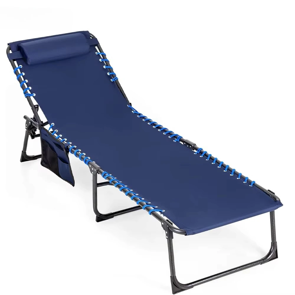 

Portable Cotton Folding Lounge Chair Camping Bed with Pillow Suitable for Sleeping, Outdoor, Travel