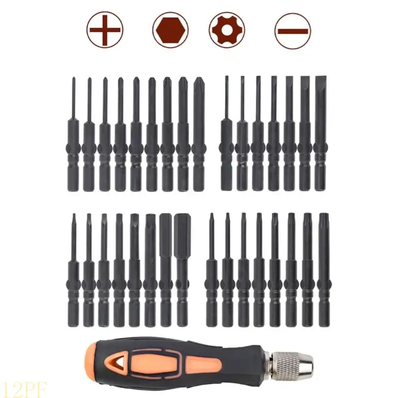12PF 5mm Round Shanks Screwdriver Bit Set Black Finish Sturdy Alloy Construction