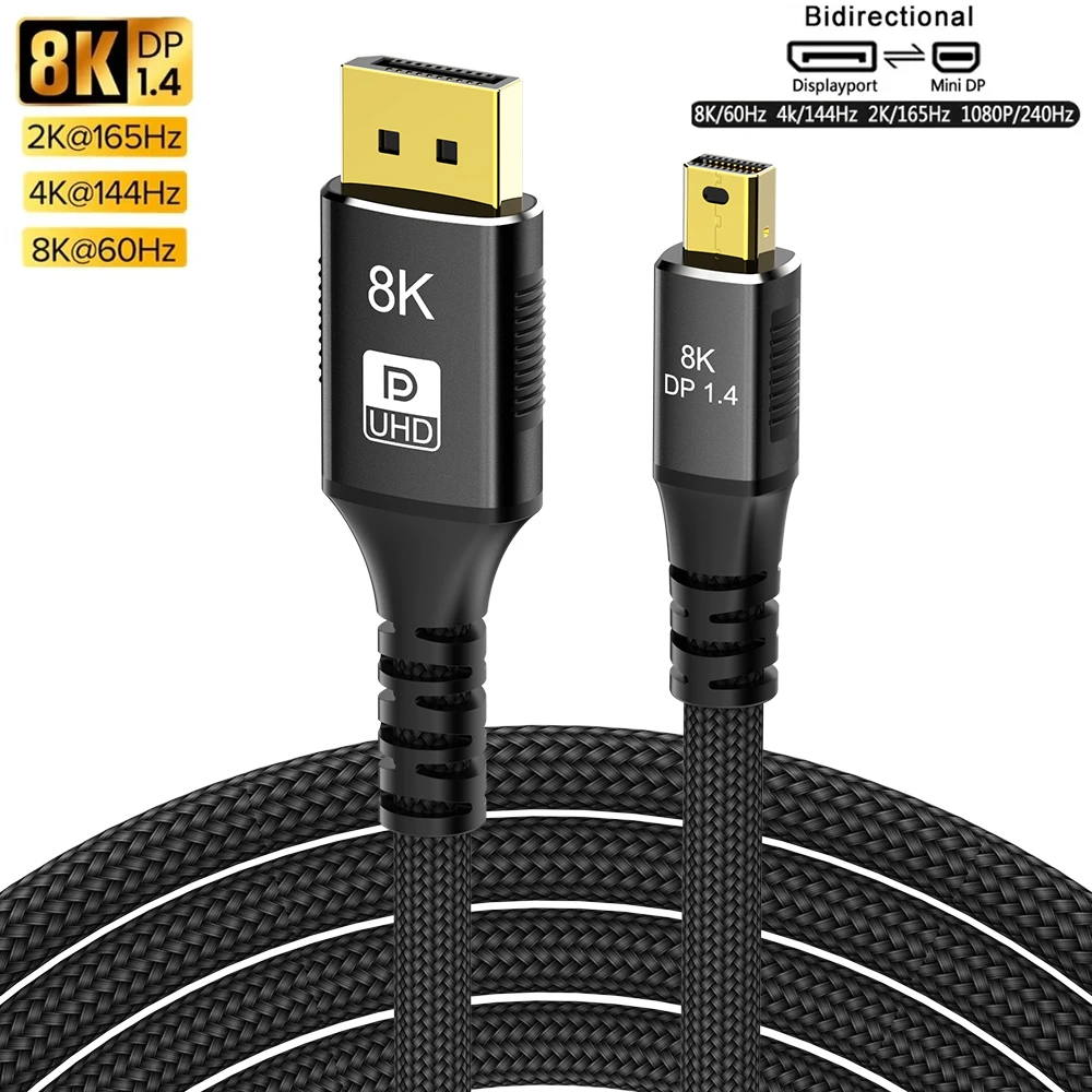 16K Mini DisplayPort zu DisplayPort Kabel DP1.4 16K60Hz Bidirektionale Übertragung DP zu Mini DP Kabel für MacBook Air Monitor – Detail 2