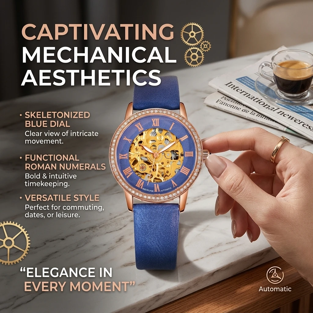 Women's Elegant Hollow Mechanical Watch