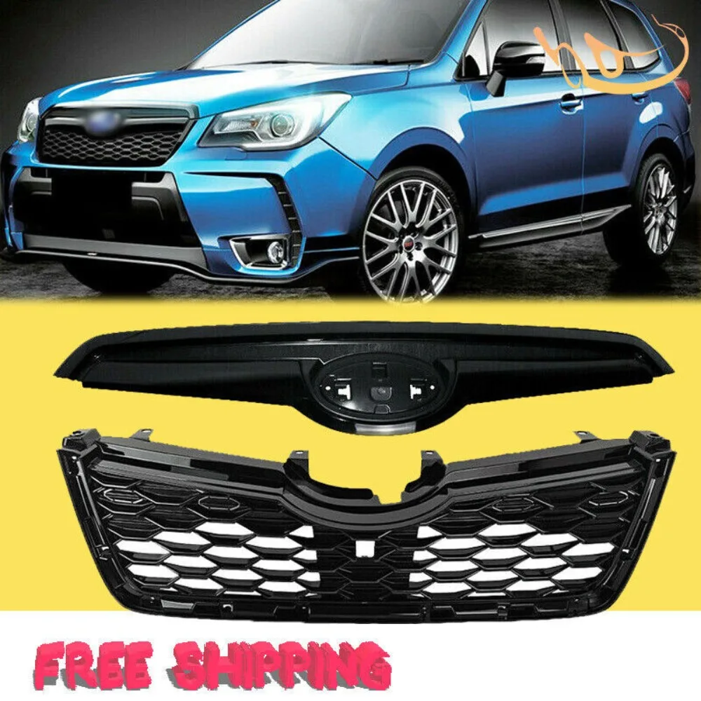 

Front Bumper Grille For 2019 2020 2021 Subaru Forester Glossy Black