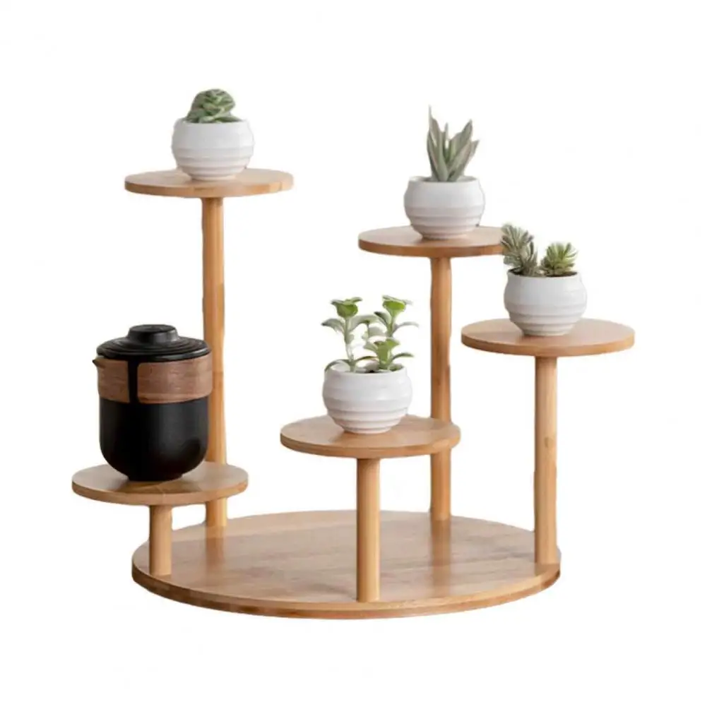 5 Tiered Bamboo Tabletop Plant Stand Rack Flower Pot Holder Shelf Display Rack Indoor Outdoor Planter Display Shelving view 6