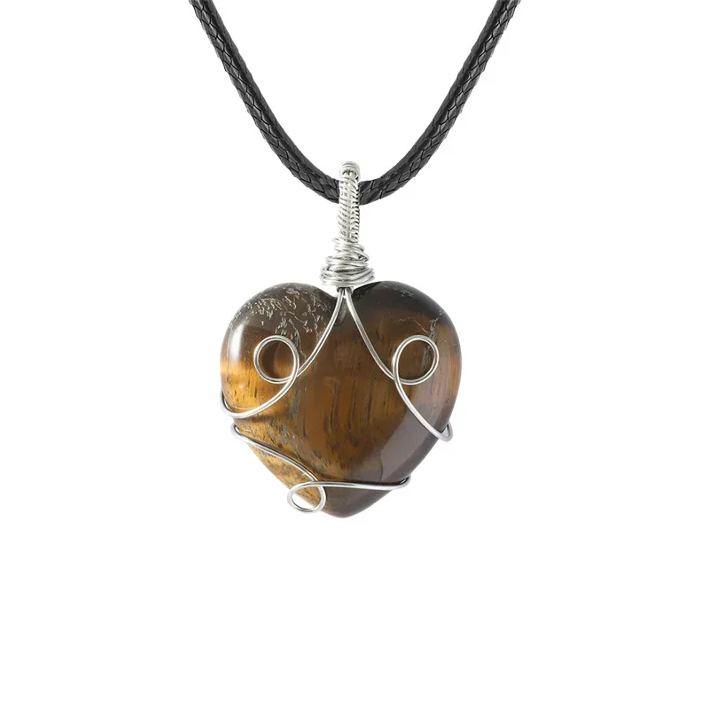 Wholesale Crystal 30MMX40MM Handmade Wrap Heart-shaped Pendant  Necklace with Rope Chain Jewelry for Women Men