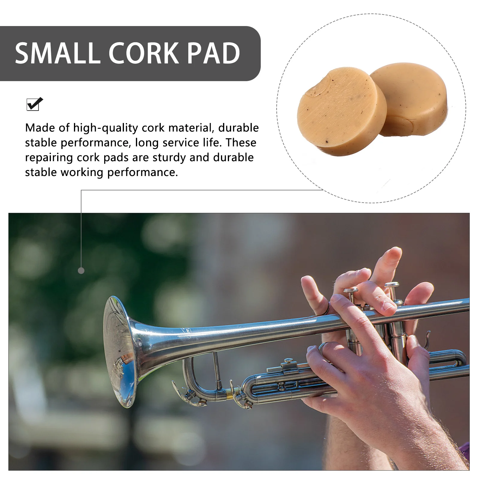

4pcs Water Key Cork Pad Set for Trumpet Valve Instruments Natural Small Cushion Repair Accessories Trumpet Parts