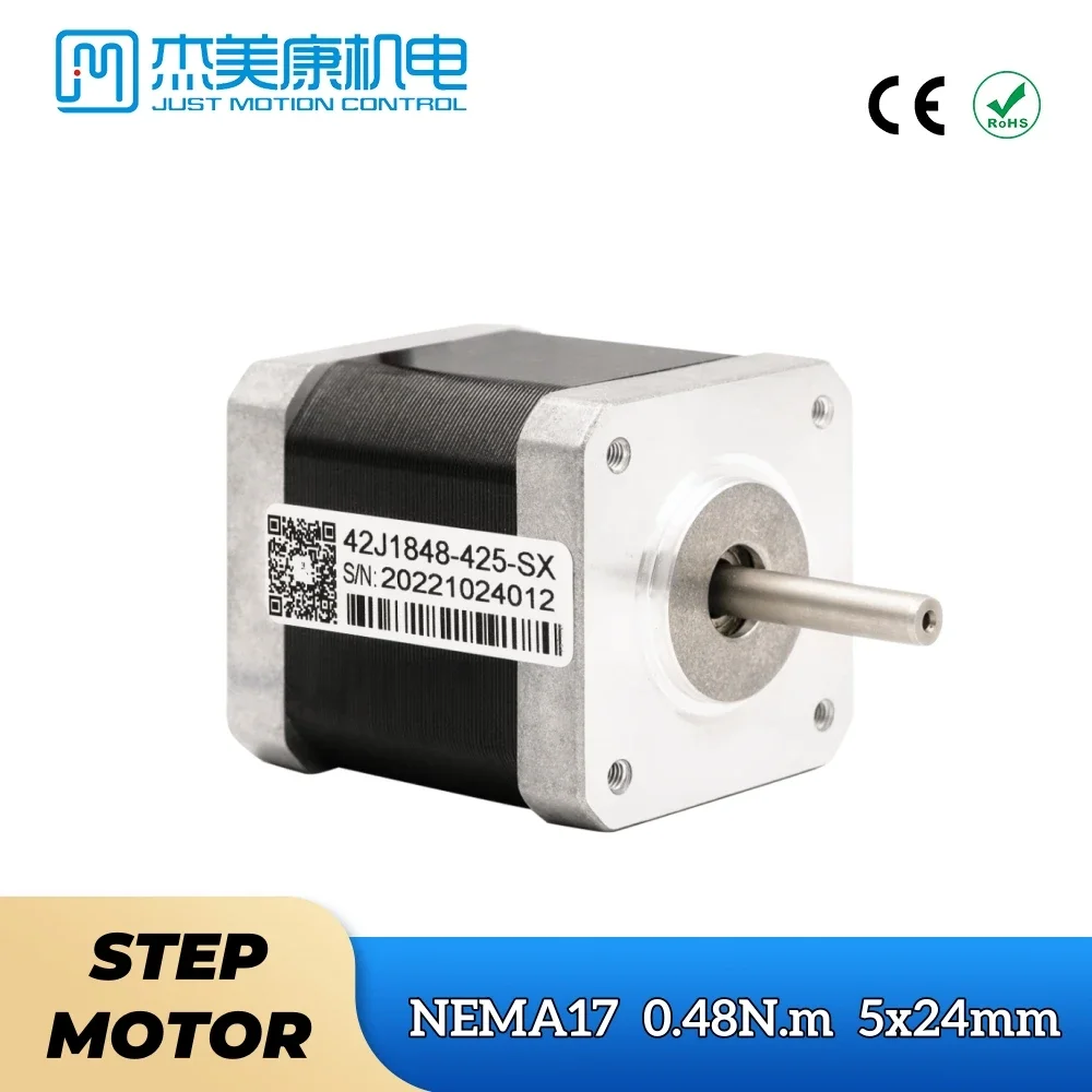 

JMC Nema17 2-Phase 42J1848-425-SX 0.48Nm 2.5A Shaft 5x24mm Micro Hybrid Stepper Motor for CNC Printer Machine Parts