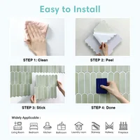 1/10pcs 3D Fish Scale Tile Sticker, Self-adhesive 3D Green Tile Backsplash for Kitchen Bathroom, Water Mold Resistant, 30x30cm 5