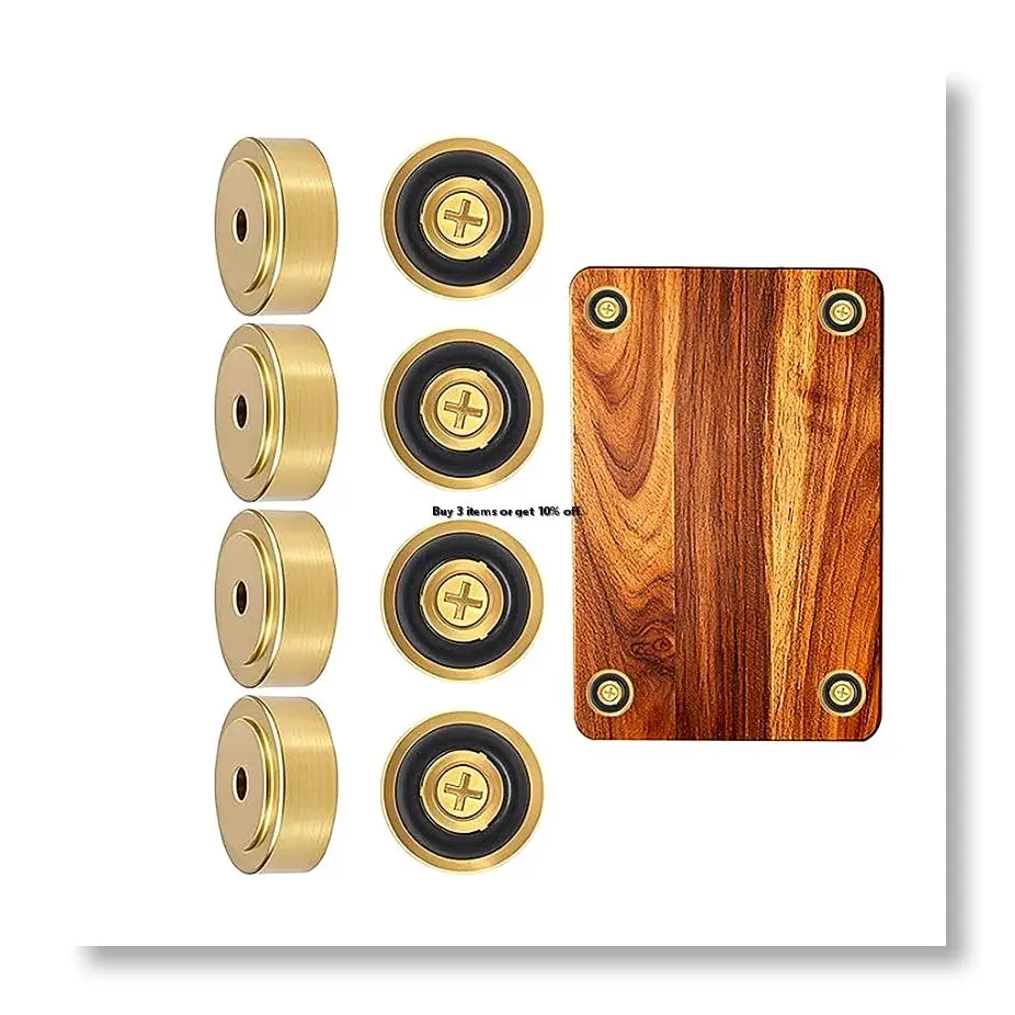 8 Pack Brass Cutting Board Feet with Non Slip Pads,Rubber Feet for Cutting Board,1 Inch Rubber Feet Solid Brass