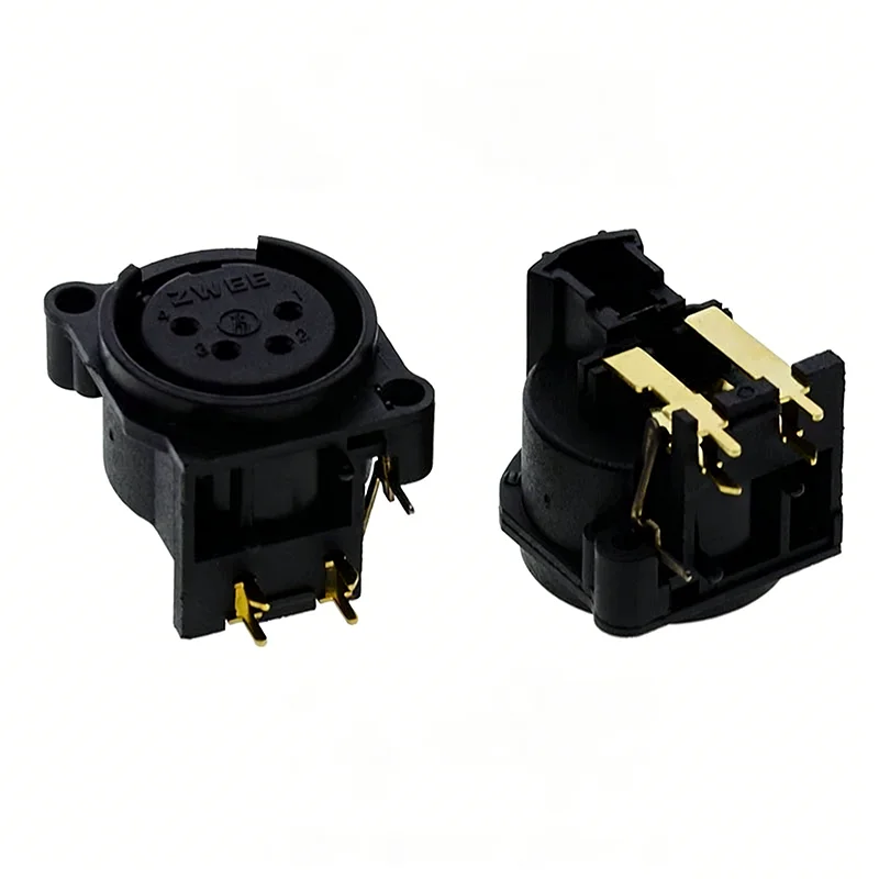 Gold-plated SPF4-24C four-pin Cardan socket, four-pin XLR multi-functional Cardan female plug, balanced audio Cardan socket