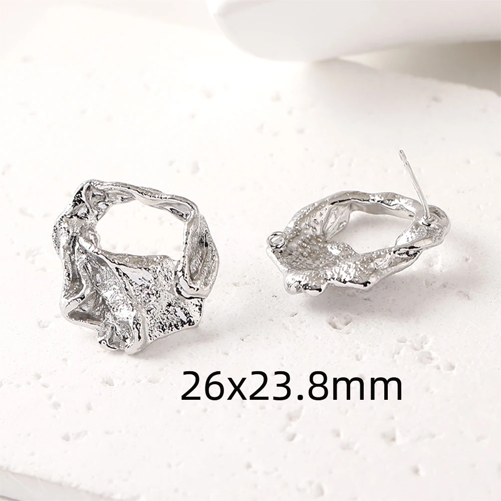 2 Pieces Brass Plated with 14k Gold Alien Lava Earrings with Suspension DIY Jewelry Making Semi-finished Product Accessories