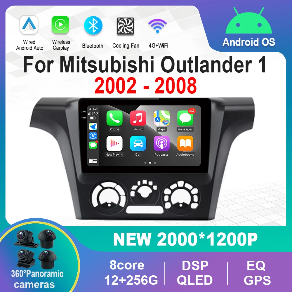 Android for Mitsubishi Outlander 1 2002 - 2008 Car Audio Multimedia Player Head Unit HD Screen cooling fan GPS Navigation WiFi