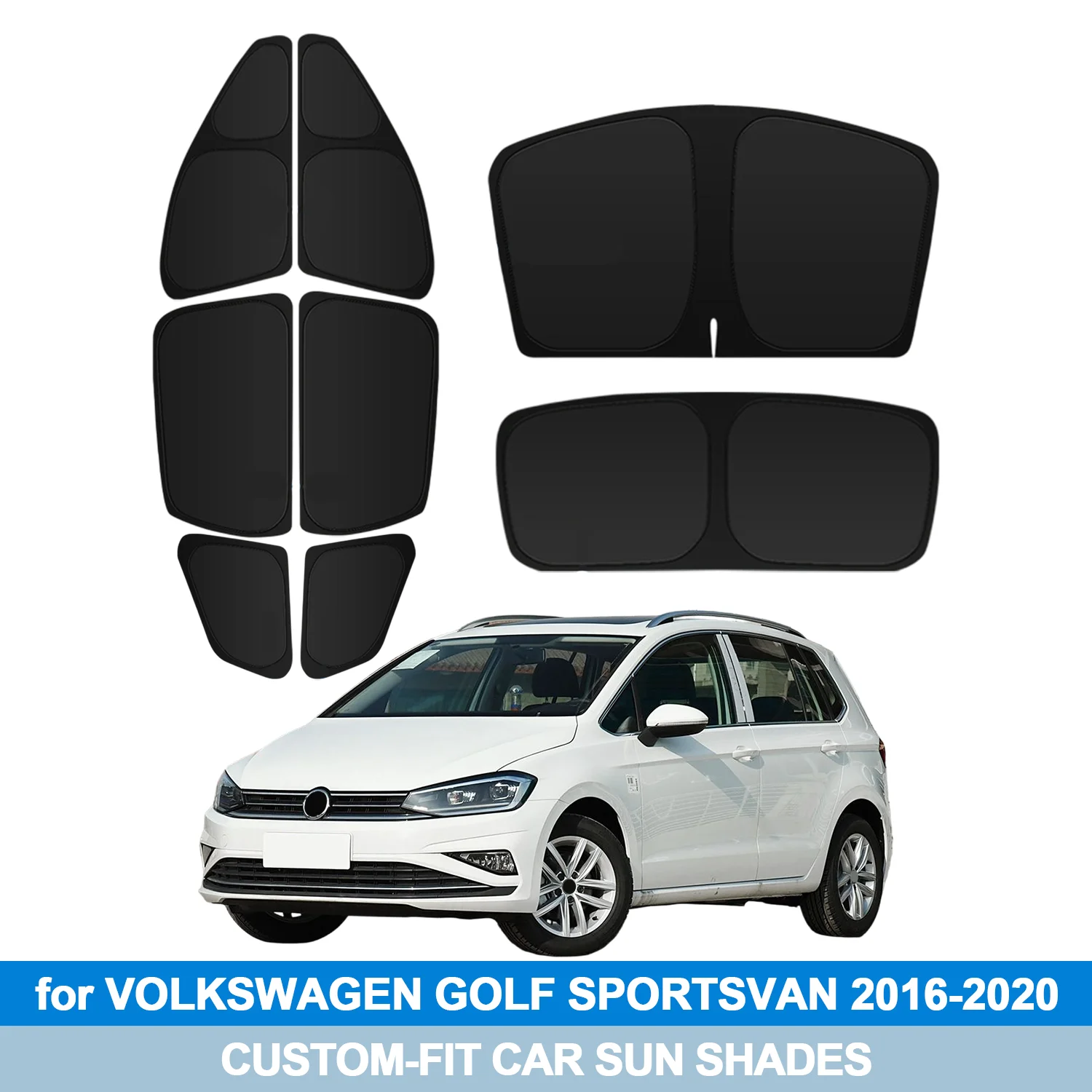 

For VOLKSWAGEN GOLF SPORTSVAN 2016-2020 Windshield Sun Shade Side Window Shades Cover Sun Visor Shield Privacy Protection Car