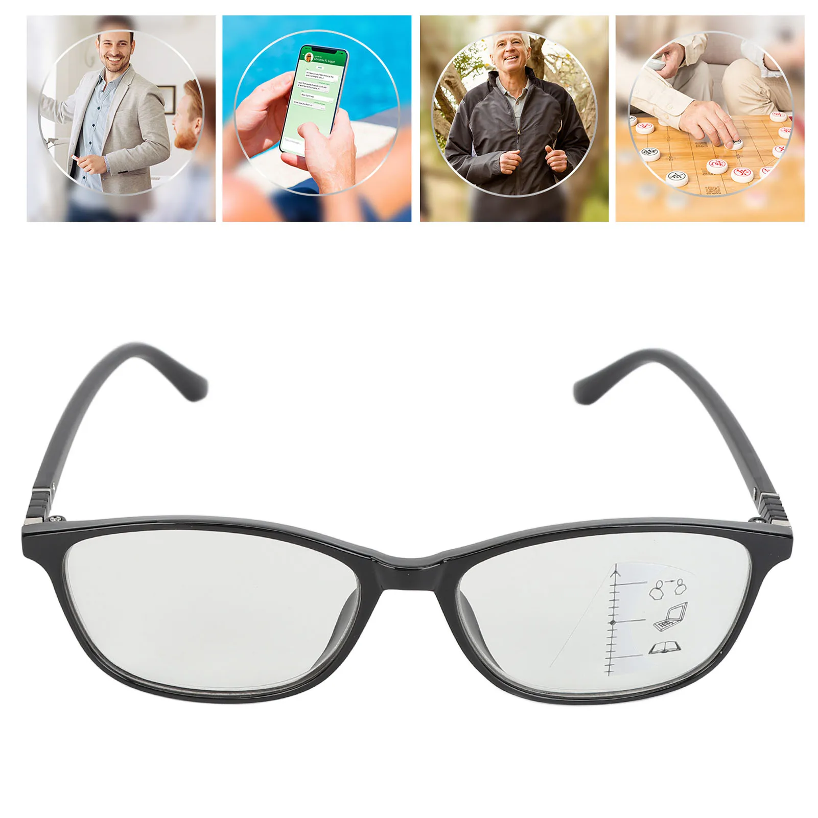 Multifocus Reading Glasses Progressive Multifocal Glasses Anti Blue Ray Lightweight Frame Prevent Eye Fatigue Flexible for TV
