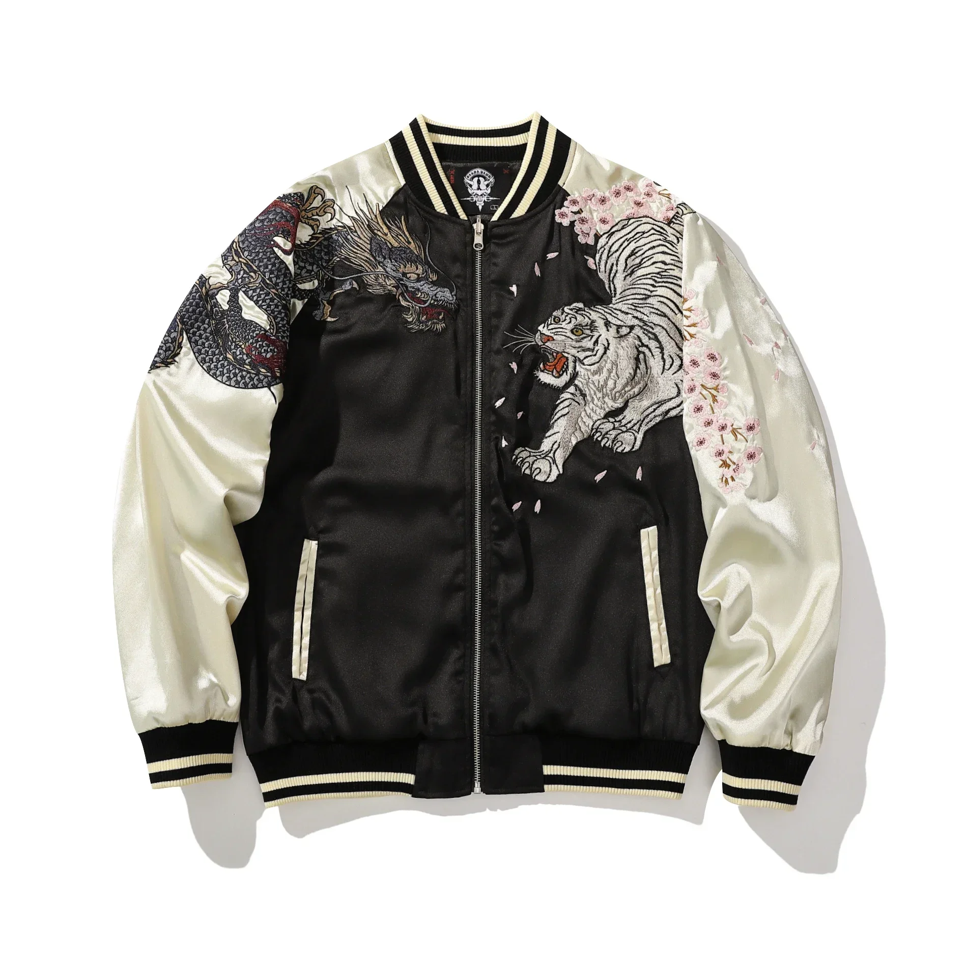 High Quality Chinese Style Dragon and Phoenix Embroidered Jacket Japanese Men Women Baseball Streetwear Harajuku Clothing Autumn