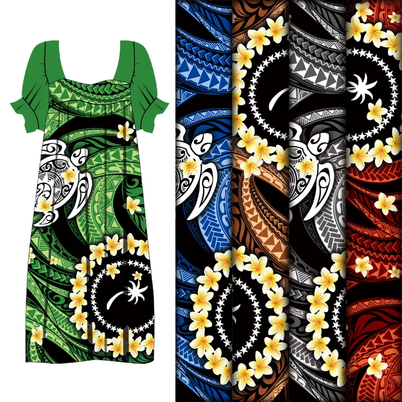 

Tropical Island Print Polyester Fabric Beach Style Hawaiian Floral Digital Printed Textile for Dresses Curtains DIY Crafts