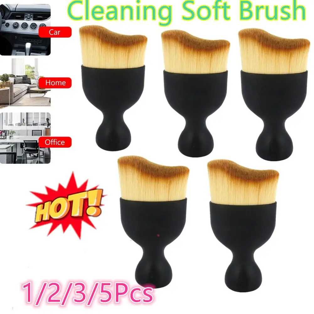 

1/2/3/5pc Car Detailing Brushes Auto Interior Soft Hair Brush Curved Design Dust Clean Brushes Collectors For Engine Dashboard