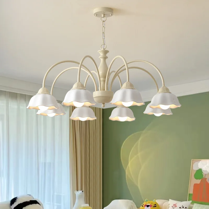 

French pastoral living room chandelier creative master bedroom dining room light Nordic healing lamps