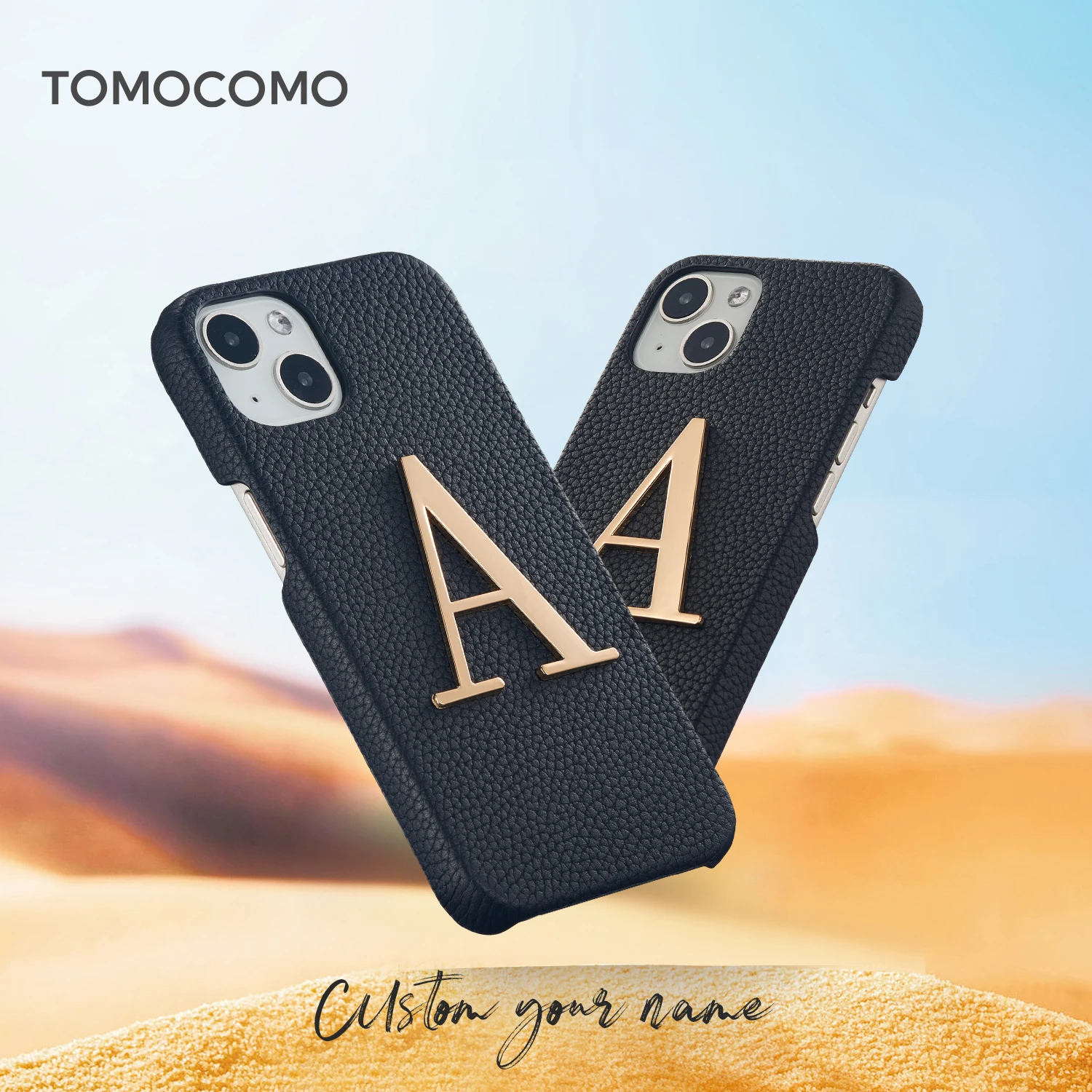 Tomocomo-Luxury Leather Letter Phone Case Custom Initials Personalized Cover iPhone16 15 14Pro Max 14Plus 16 14 13Pro Max Cover