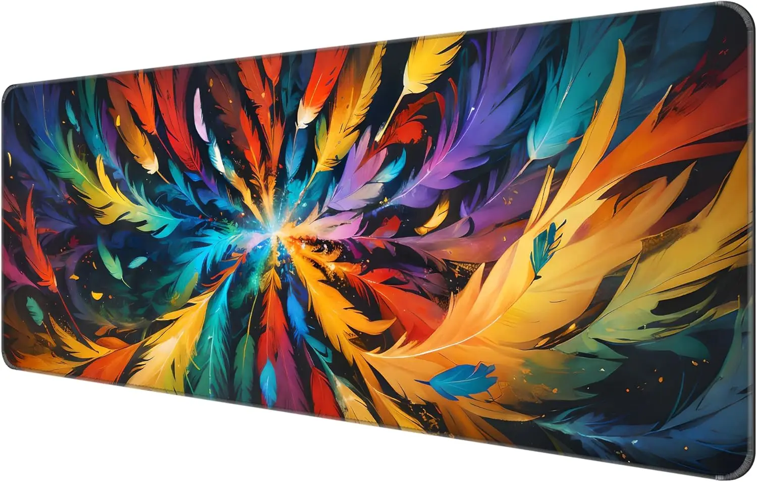 

Gaming Mouse Pad with Stitched Edges Large Mousepad Long XXL Keyboard Mouse pad Desk Mat for Gaming Office Home Colored Feather