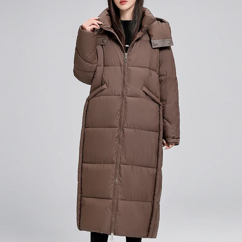 Fashion Winter Long Coat Women Parkas Hooded 2024 Elegant Loose Thick Warm Oversize Outerwears Lady Jackets