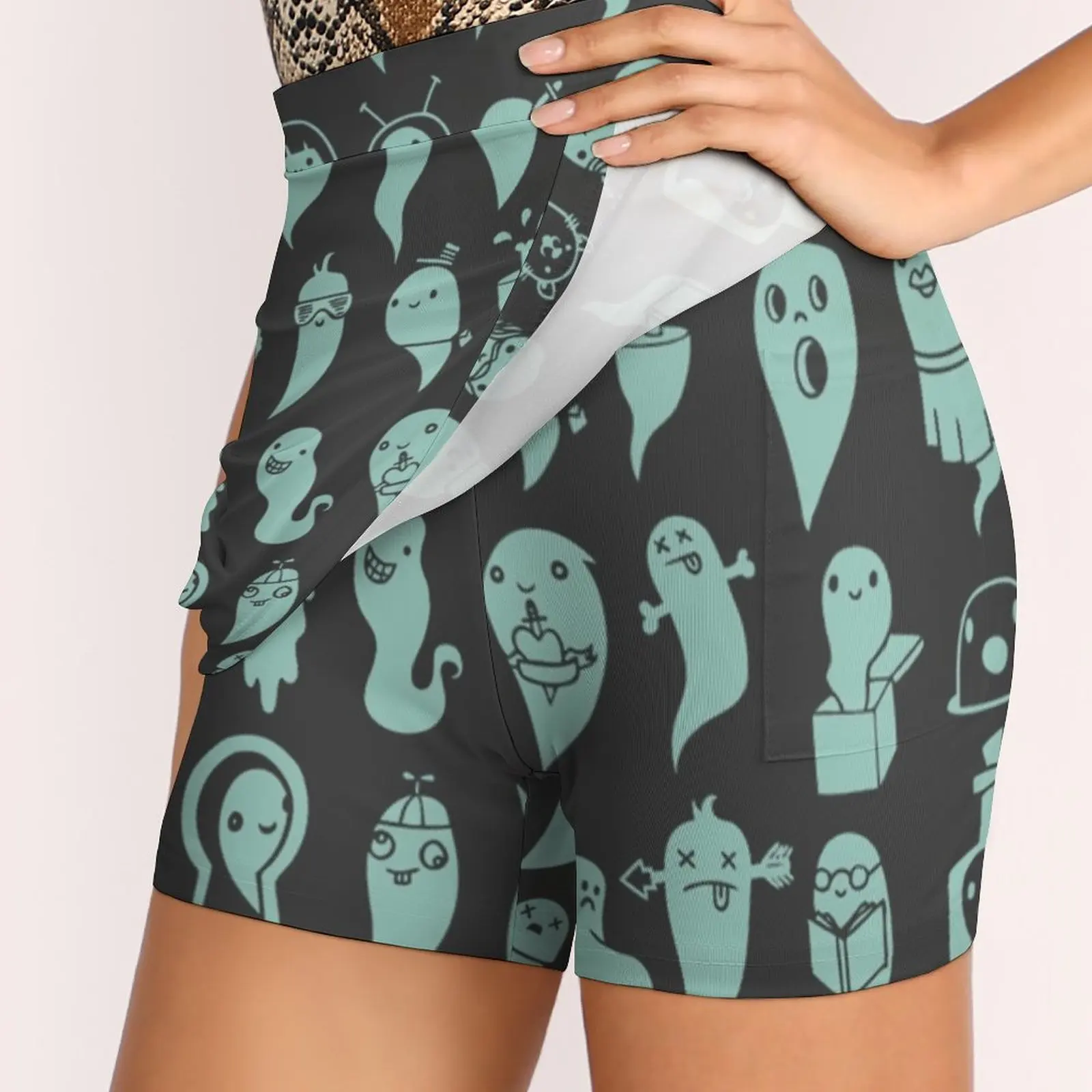 Alle Die Ghosts frauen rock Sport Skort Rock Mit Tasche Mode Koreanischen Stil Rock 4Xl Röcke Doodles Doodle Lebendig text