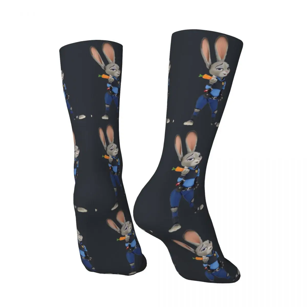 Rabbit Judy Men's Socks Retro Harajuku Disney Zootropolis Film Street Style Novelty Seamless Crew Sock