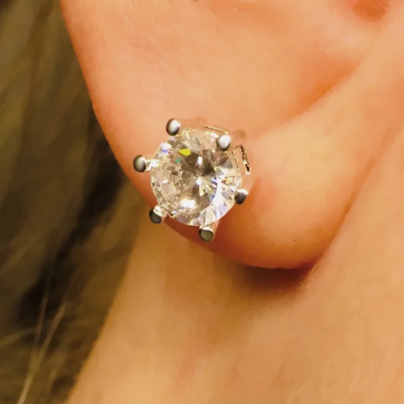 Simple Crystal Stud Earrings Piercing Ear Studs For Women Exquisite Wedding Party Gift AAA+ Cubic Zircon Fashion Jewelry DWE035M