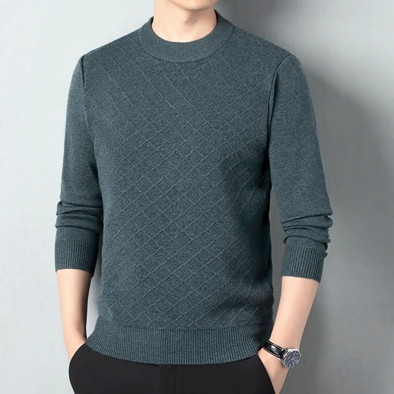 2025 ربيع جديد وصول جولة الرقبة طويلة الأكمام شريط رجل سترة