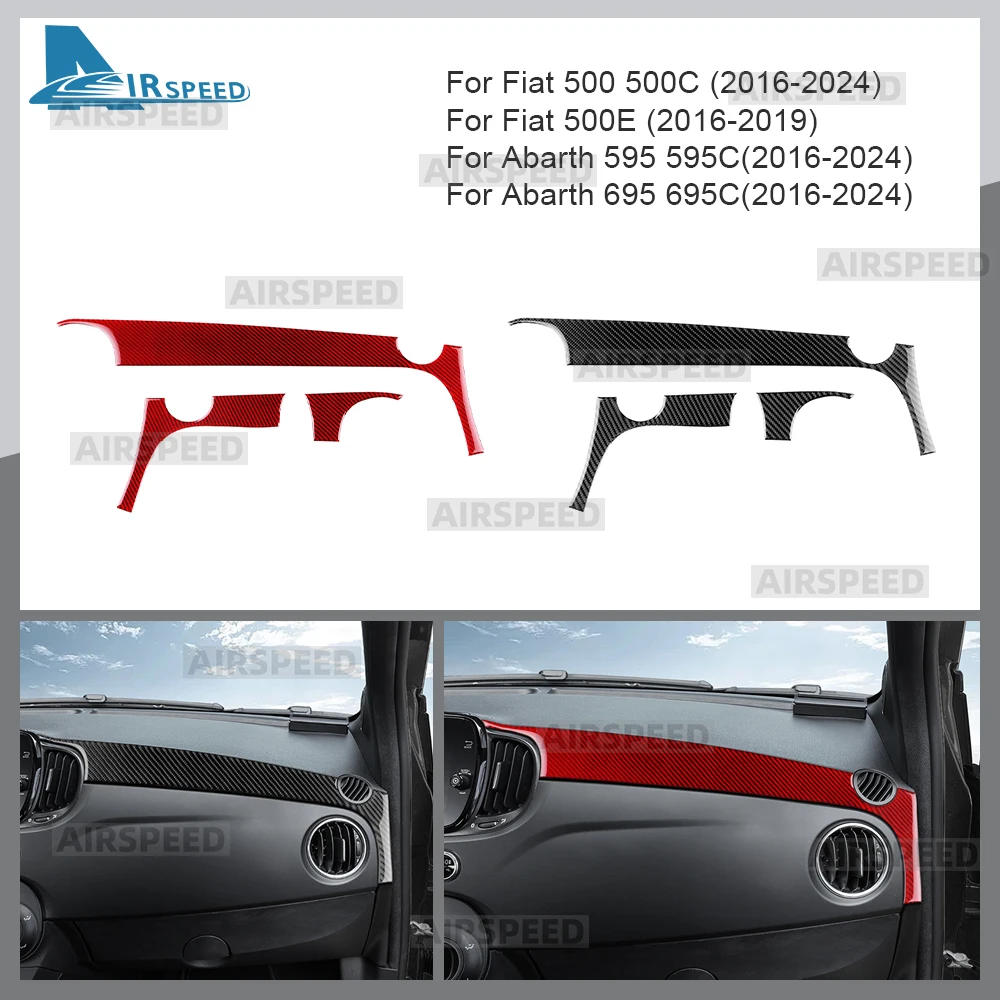 

Real Soft Carbon Fiber Car Instrument Strip Sticker For Fiat 500 500C/Abarth 595 595C /695 695C 2016 2017 2018-2024 500e 16-19