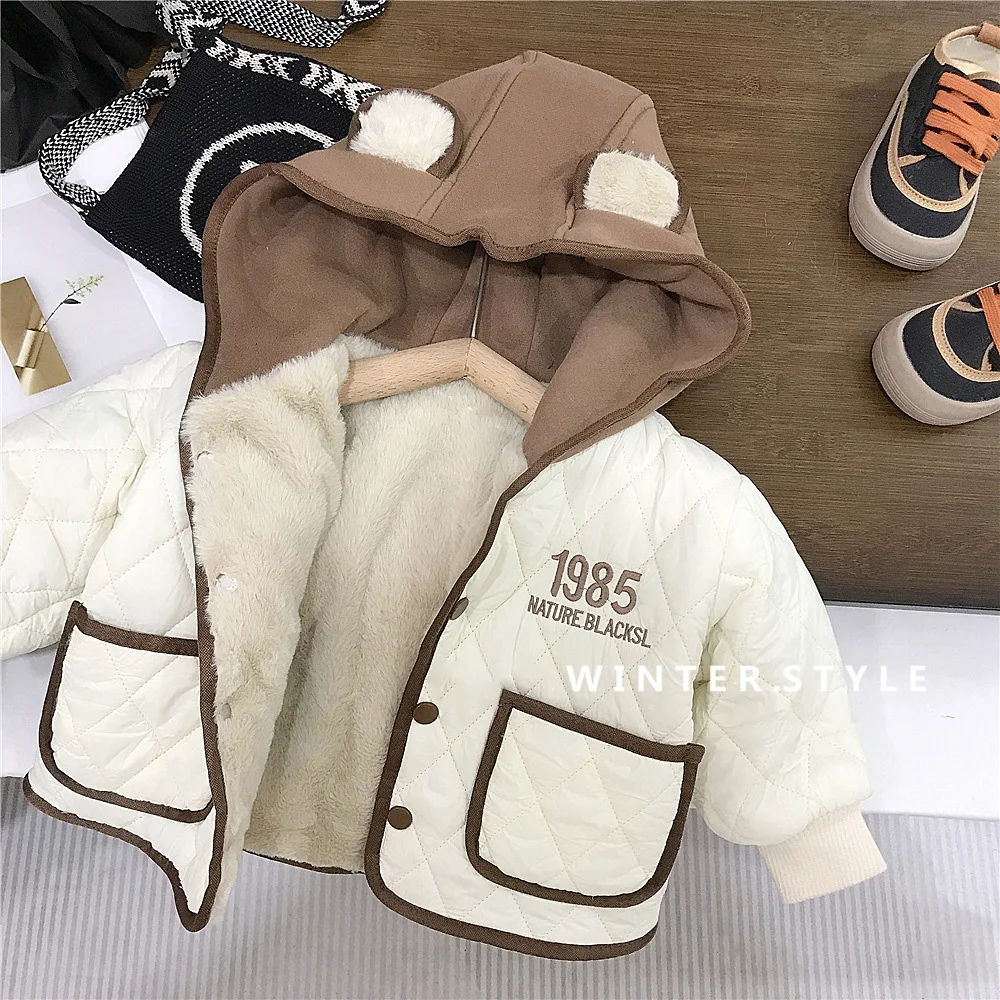 

Детские бархатные теплые хлопковые пальто, зимние повседневные стеганые куртки с толстым капюшоном, верхняя одежда для девочек и мальчиков, детская одежда в корейском стиле