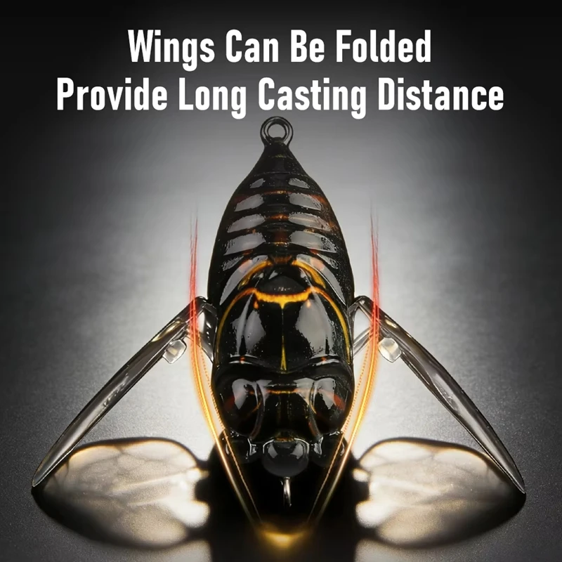 

2026 New Topwater Cicada Lure With Simulated Wings 21mm/1.6g 27mm/2.4g Lifelike Insect Hard Bait Freshwater Bass Fishing