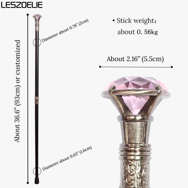 الفتيات أنيقة وردي فاتح الماس الفضة مقبض عصا للمشي سيدة خمر ديكور عصي المشي النساء أزياء تأثيري العصي #3