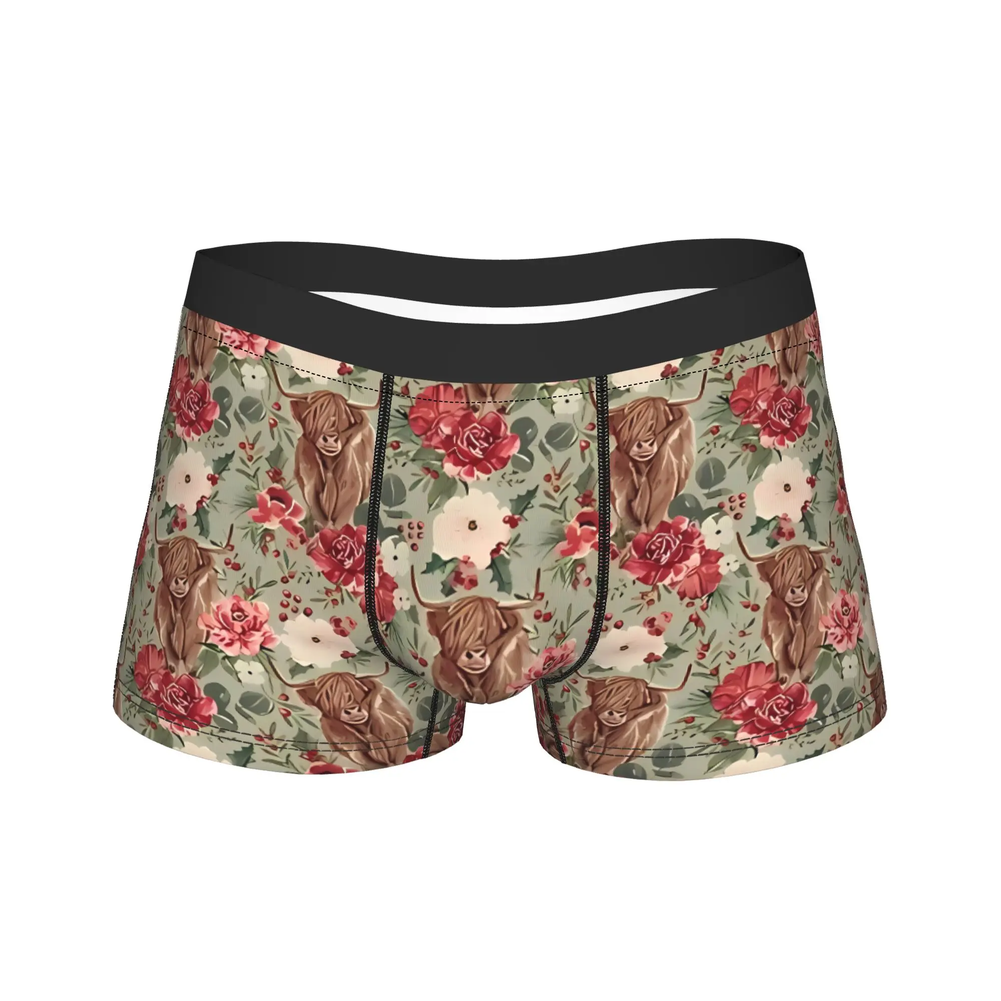 

Highland Cow Men's Breathable Boxer Briefs, Stretchy Underwear with Stylish Printed, Everyday Comfort Casual Wear