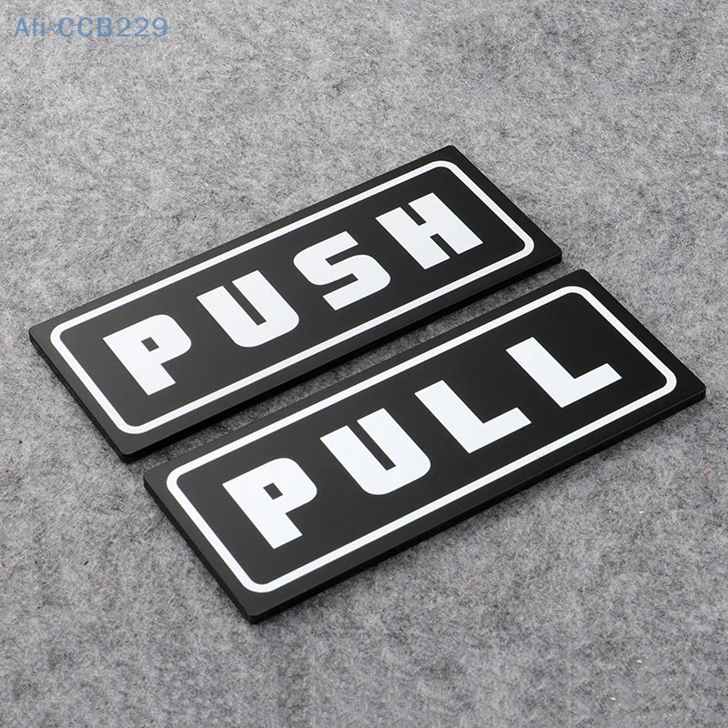 Par de placa de logotipo acrílico de 5 polegadas, porta de vidro, placa push-pull, placa de porta preta e branca, redonda, quadrada, estilo oval