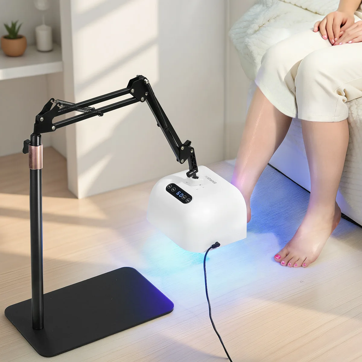 New Rechargeable Induction Foot Nail Lamp UV LED Curing Lamp Nail Salon Foot Rest Stand Set 2 Tools