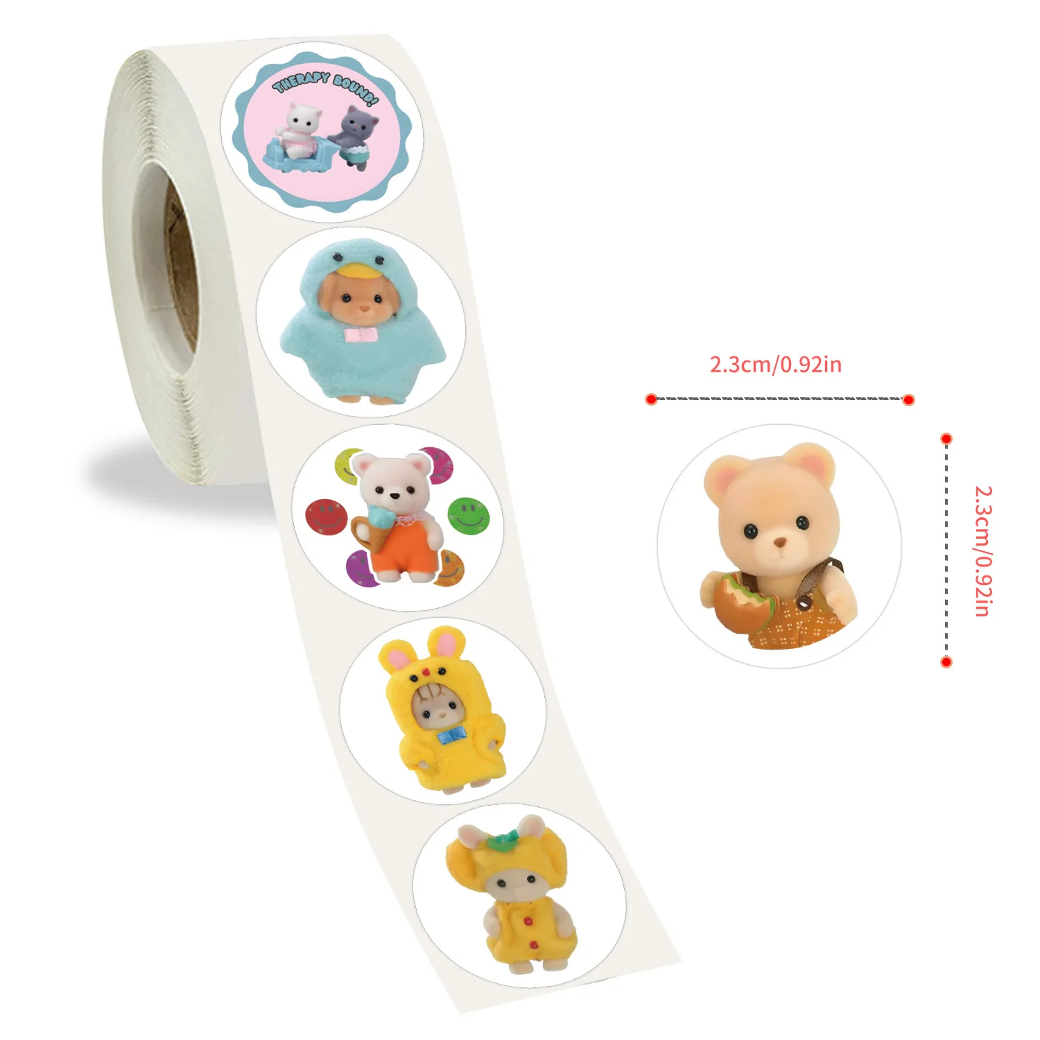 100-500pcs 1inch Cartoon stickers for kids Cute Rag Doll Bunny Bear Decorative Scrapbook Sticker Stationery Supply for Children
