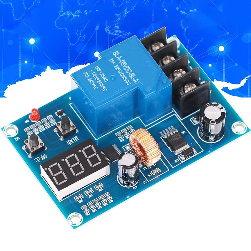 Módulo controlador de carregador de bateria de 6V a 60V com placa de relé protetora de comutação automática